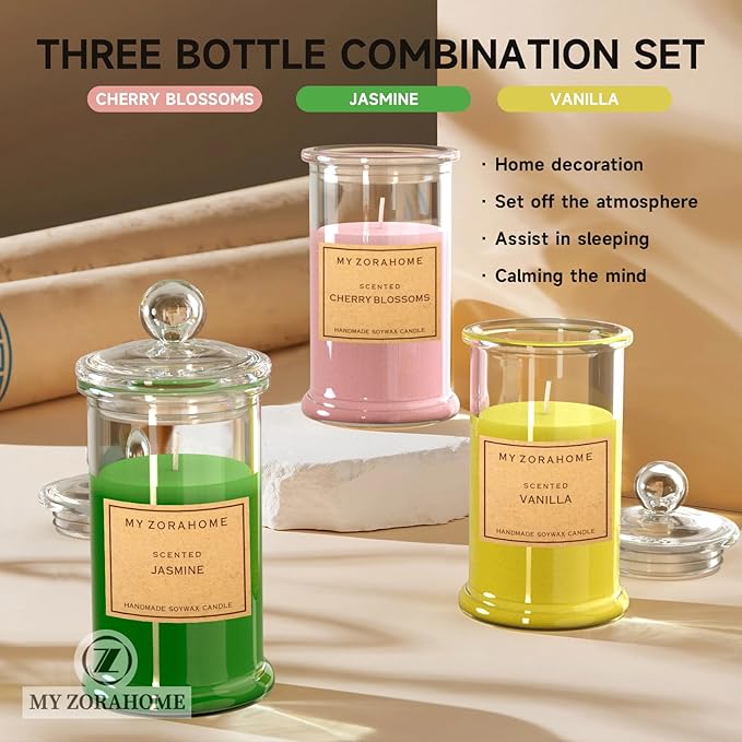 Aromatherapy Candles, Scented Candles for Home As a Holiday Candle Gift for Your Lover, Family, Elder, Friends and Colleagues (Jasmine + Gardenia + Vanilla)