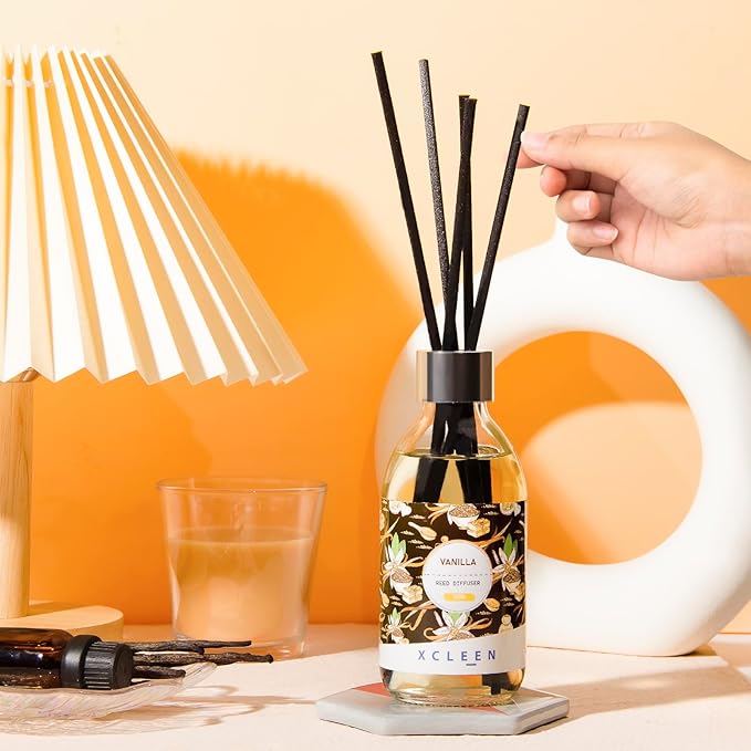 Reed Diffusers for Home, 6.7Oz Vanilla Scented Diffuser with Sticks, Air Freshener for Bathroom, Office