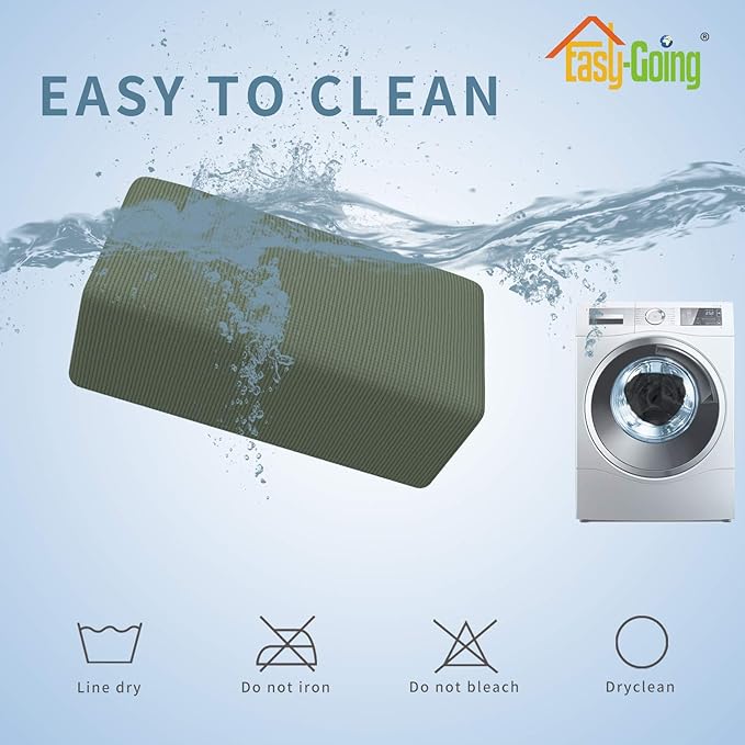 Easy-Going Stretch Ottoman Cover Folding Storage Stool Furniture Protector Soft Rectangle slipcover with Elastic Bottom (Large, Greyish Green)