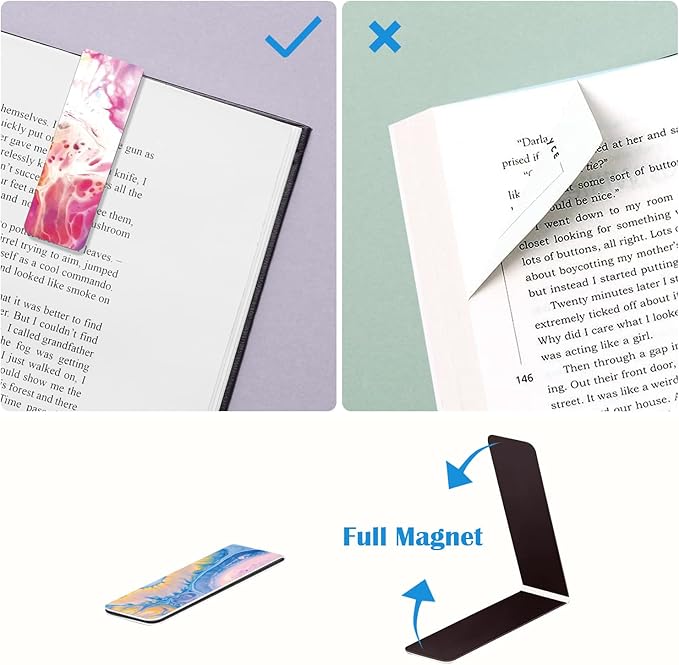 WAVEYU Magnetic Bookmarks for Women Men, Magnet Page Markers Assorted Book Markers for Book Lovers Students Teachers Adults Kids for School Home Office Reading Stationery, 10 Designs, Style E