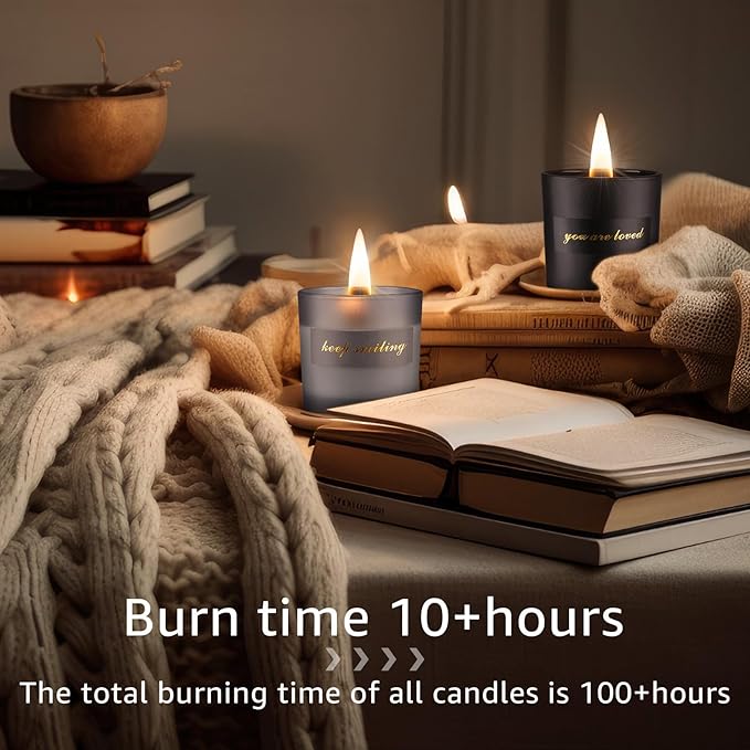 MTLEE 9 Pcs Motivational Aromatherapy Gifts Inspirational Soy Wax Scented Candles Bulk with Wooden Wicks Luxury Gift Box for Women Men Teacher Birthday Engagement Gift, 2.12 oz