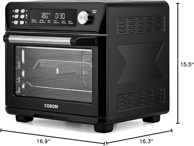 COSORI Smart 11-in-1 Air Fryer Toaster Oven Combo, Airfryer Convection Oven Countertop, Bake, Roast, Reheat, Broil, Dehydrate, 94 Recipes & 3 Accessories, 26QT, Black, Stainless Steel