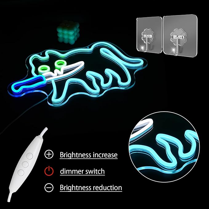 Cat Neon Sign for Wall Decor, Knife Cat Neon Light,Blue Cautiously Cat LED Neon Light for Bedroom Zoo Cat Cafe Cat House Store Home Men Cave Home Bar Decoration(16.9"*12.4")