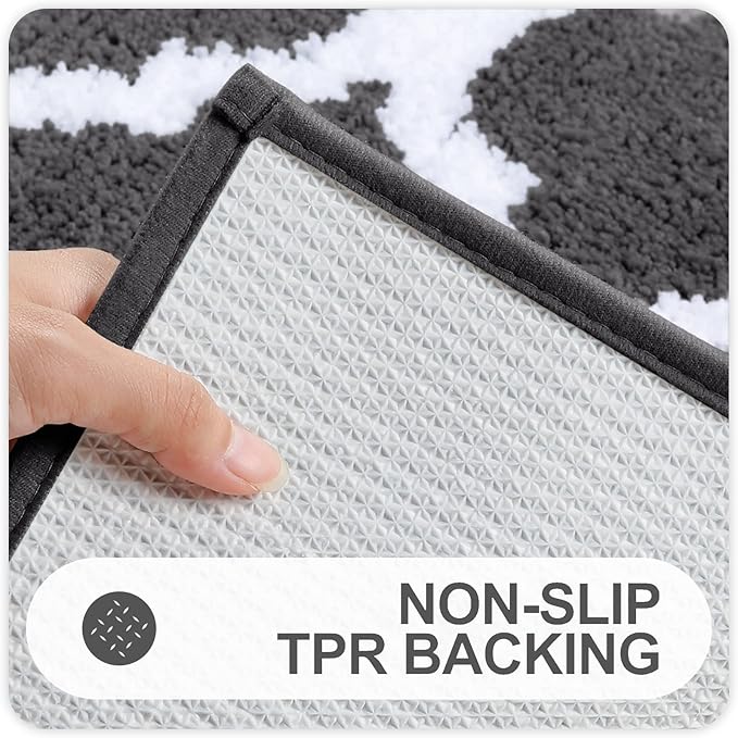 OLANLY Bathroom Rugs 71x24, Soft and Absorbent Microfiber Bath Rugs, Non-Slip Shaggy Shower Carpet, Machine Wash Dry, Bath Mats for Bathroom Floor, Tub and Shower, Dark Grey
