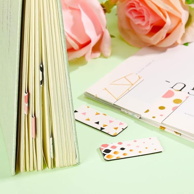 Zonon 24 Pieces Magnetic Bookmarks for Women Geometric Magnet Page Markers Page Clips Assorted Book Markers Set for Book Lovers Reading Gifts Supplies
