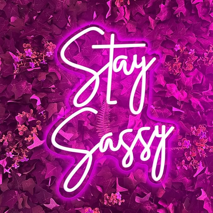 Stay Sassy Neon Sign for Wall Decor, Beautiful Pink Sassy Neon Light Led Sign for Home Wedding Birthday Party Girls Bedroom Decoration, Shopping Mall Dressing Table Wall Decor