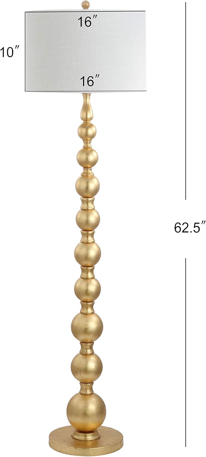 Jonathan Y JYL5048A Adriana 62.5" Metal LED Floor Lamp, Contemporary, Modern, Transitional, Office, Living Room, Family Room, Dining Room, Bedroom, Guest Room, Hallway, Foyer, Gold