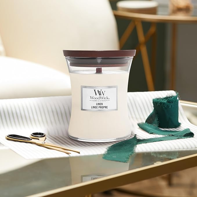 WoodWick Medium Hourglass Candle, Coastal Sunset Scent, Crackles as it burns, Premium Soy Blend Wax, 9.7oz, Perfect for gifting