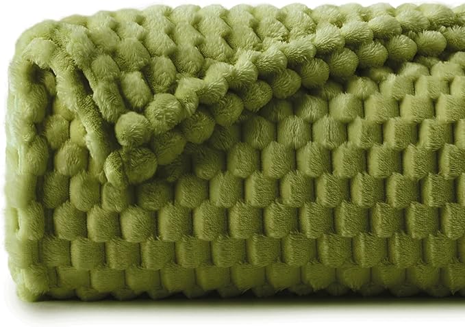 BEDELITE Fleece Blanket Twin for Bed Couch, 3D Jacquard Decorative Green Apple Throw Blanket, Soft and Cozy Warm Plush Fuzzy Blanket All Seasons Suitable, 60x80Inches