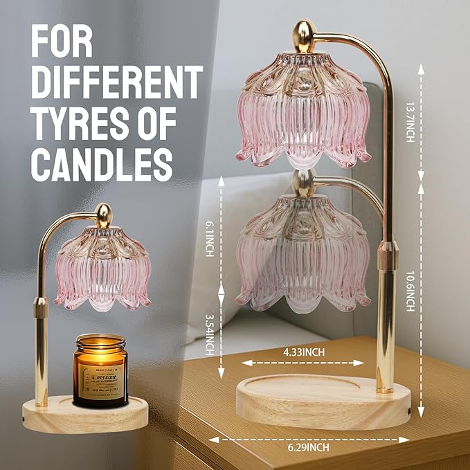 GEEZO Fragrance Candle Warmer Lamp,Electric Candle Warmer with Timer & Dimmer,Mom Christmas Birthday Gifts for Women, House Warming Gifts New Home Bedroom Decor