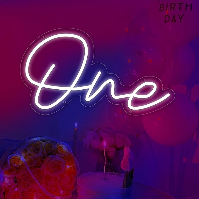 One Led Neon sign,1st Birthday Neon Light with USB Interefece,One Led Light for Birthday Party,Gifts,Baby Decor,Wedding