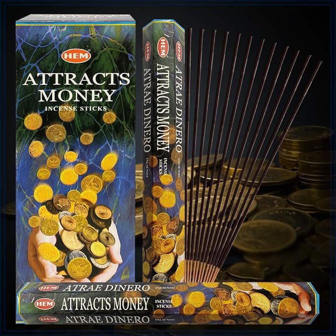 Attracts Money Incense Sticks and Incense Stick Holder Bundle Insence Insense Hem Incense Sticks