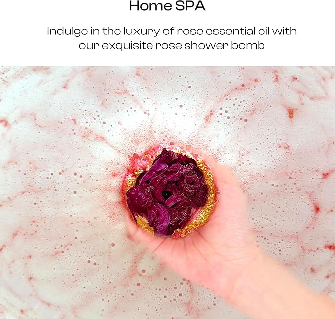Bath Bombs for Women, 6 Fizzies Luxury Large Size with Real Flowers and Natural Organic Essential Oil, Self Care Gifts for Women, Mon, Daughter, Girlfriend, Kids,Pack of 6 (Rose)