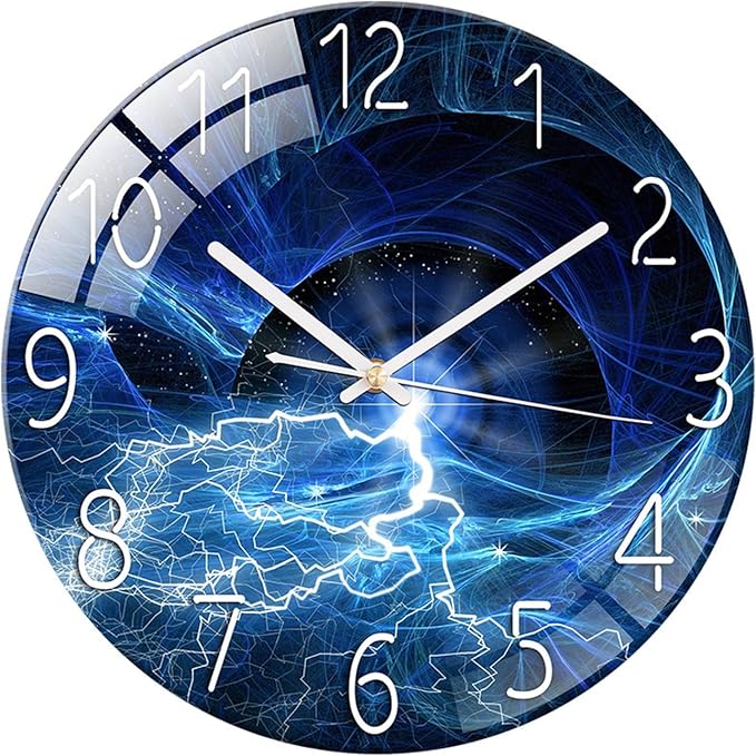 Ergocar Glass Wall Clock Silent Scanning Mechanical Round Glass Wall Clock, Suitable for Living Room, Kitchen, Office.
