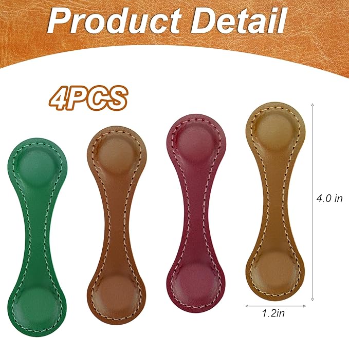 4PCS Magnetic Bookmarks, Leather Magnetic Bookmarks for Women, Double-Sided Magnetic Book Mark Clip Gift for Book Lover Readers Men Women Teachers Students, Book Accessories