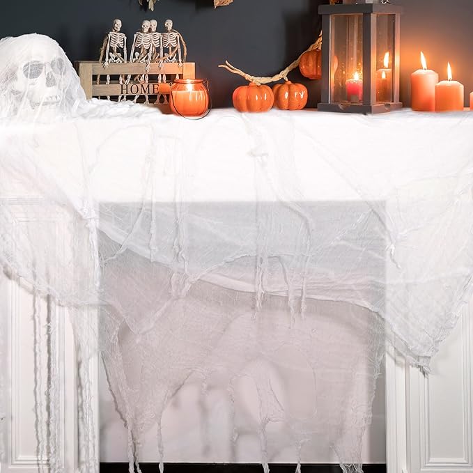 ZYP 410 x 80 Halloween Creepy Cloth White Spooky Fabric Gauze Spooky Giant Cheese Cloth for Halloween Party Supplies Decorations
