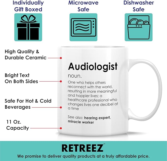 Retreez Funny Audiologist Mug - Hearing Expert - 11 Oz Ceramic Coffee or Tea Cup - Humorous Gift for Ear Doctors, Hearing Specialists, Audiology Students, and Ear Care Professionals - Graduation Gift