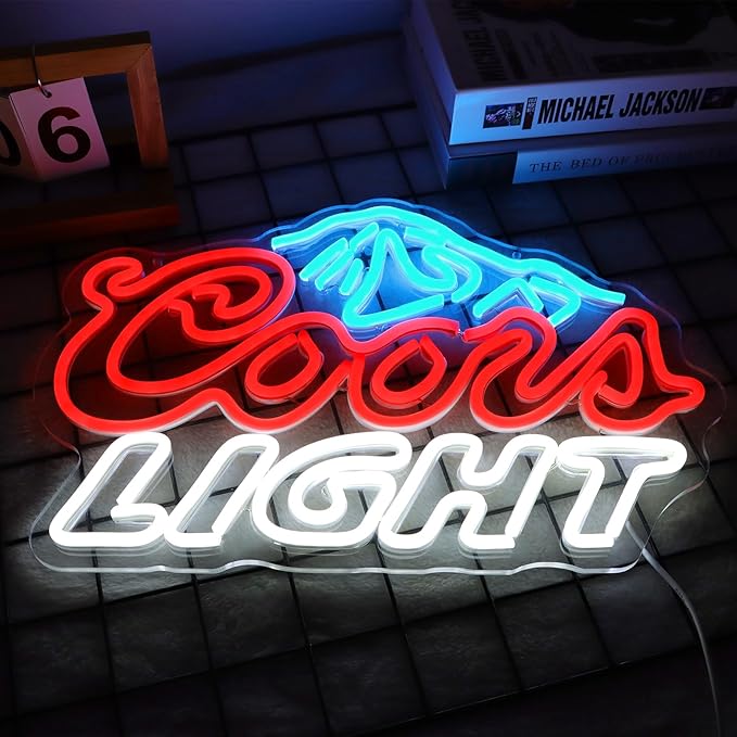 JFLLamp Crs LIGHT Neon Signs for Wall Decor Neon Lights for Bedroom Led Signs Suitable for Man Cave Bar Pub Restaurant Christmas Birthday Party Gift Led Art Wall Decorative Crs Light Bar Sign, 5V Usb Power, 17*11 Inch(Azure+red+white)