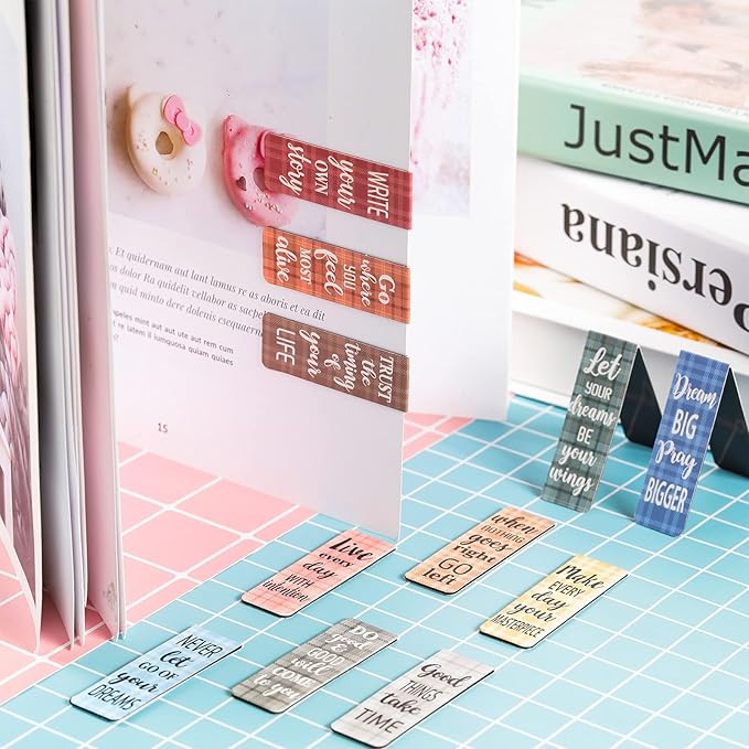60 Pieces Inspirational Magnetic Bookmarks Motivational Bookmarks Magnetic Page Markers Assorted Magnet Page Clips for Students Teachers School Home Office Supplies (Simple Style)