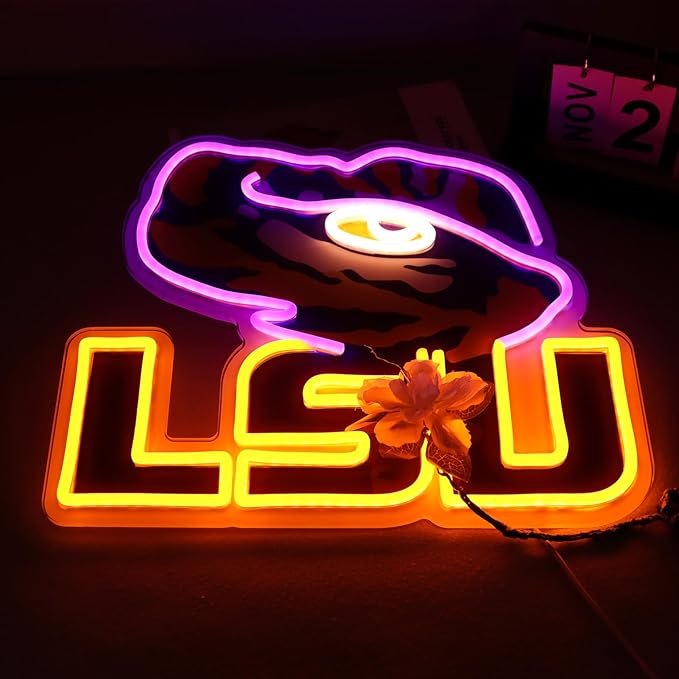 Pugna Football Merch Neon Signs for Wall Decor University Football Team Neon Lights for Bedroom Led Signs Suitable for Dormitory Man Cave Christmas Gift