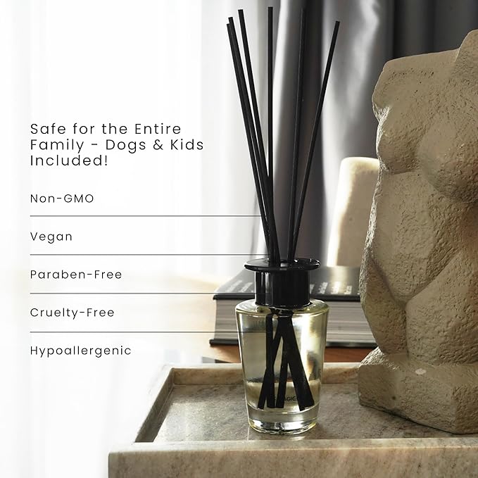 Mahogany & Teakwood Reed Diffuser for Home - Luxury Scent Diffuser with Premium Fiber Reeds for Lasting Gentle Dispersal - Natural, Toxin-Free Aroma Inspired by Ambercrombie & Fitch