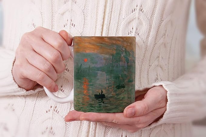 MUGBREW Classic Art Claude Monet Impression Sunrise Ceramic Coffee Mug Tea Cup, 11 OZ
