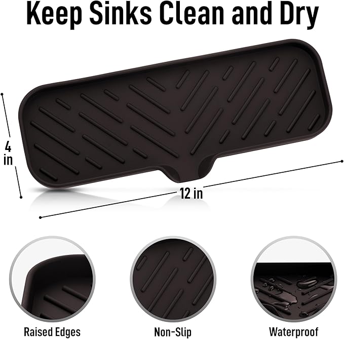 Zulay Large Silicone Sponge Holder (12x4) – Flexible Sink Organizer Tray for Kitchen & Bathroom – Multipurpose Soap Dish for Sponges, Makeup, Trinkets & More (Chocolate)