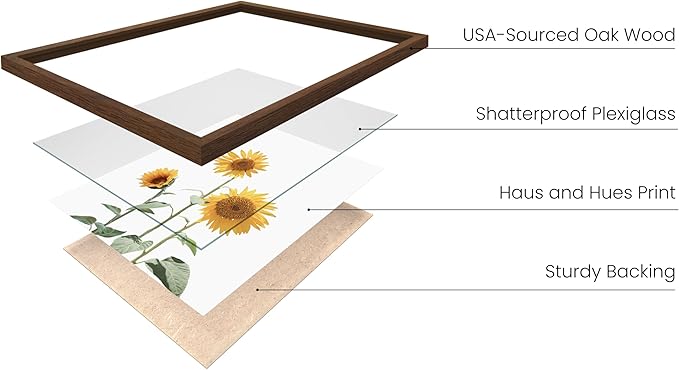 HAUS AND HUES Sunflower Wall Decor and Sunflower Posters Set of 4 Sunflower Set Collage Bedroom Decor Sunflower Paintings for Wall Yellow Wall Art Decor Sunflower Decor (8x10, FRAMED Walnut)