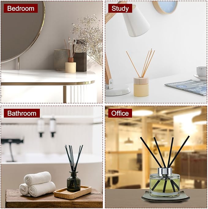HARFINGTON Empty Glass Diffuser Bottle 140ml/4.7oz Refillable Fragrance Accessories Aromatherapy Jar Container for Replace Reed Diffuser Home Bathroom Pale Orange with Silver Tone Cap