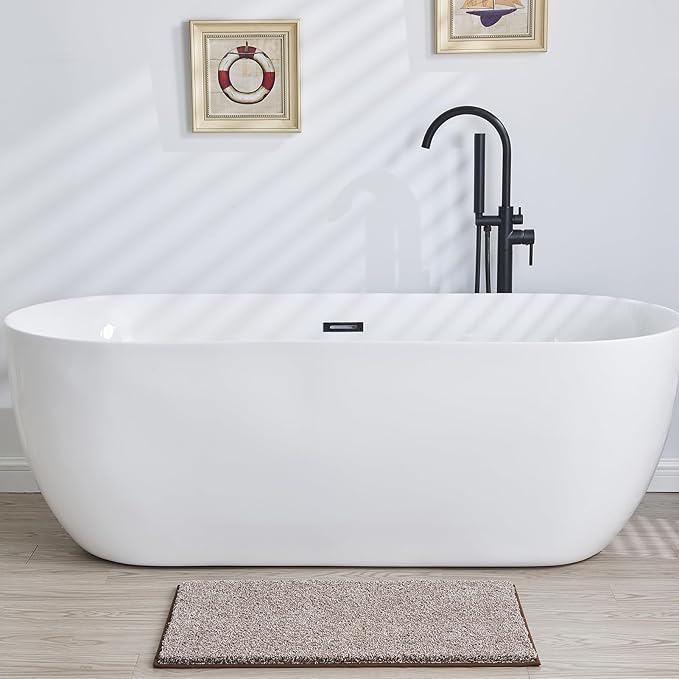 Douceur Brown Bathroom Rugs Non Slip, Super Soft Microfiber Fluffy Absorbent Bath Rugs for Bathroom, Quick Dry Shower Mat, 32" x 20"