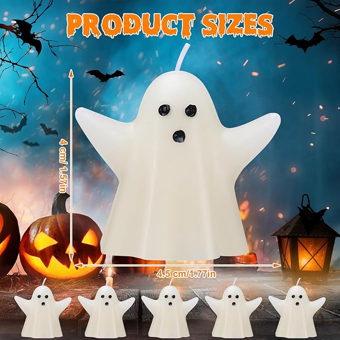 Jutom 10 Pieces Spooky Ghost Candles for Halloween Party Decor