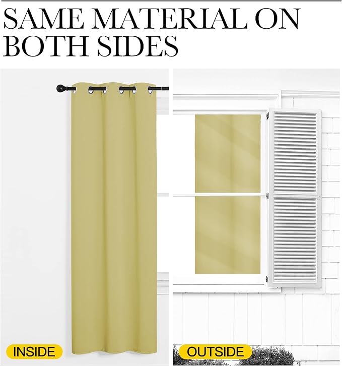 NICETOWN Thermal Insulated Paler Yellow Blackout Curtains for Bedroom, Set of 2, 70 by 63 inches Long, Window Treatment Solid Grommet Room Darkening Drape Panels for Bedroom