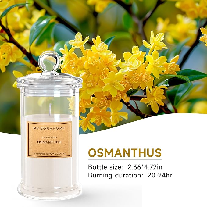 Bottle Shape Soy Wax Osmanthus Scented Candle, Aromatherapy Candles for Home Scented or As a Birthday/Holiday Gift for Your Loved(3.5OZ/24Hours Burning)