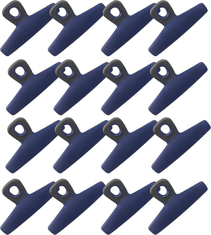 COOK WITH COLOR Food Clips - Wide Heavy Duty Chip Clips, Large Bag Clips for Food Storage with Air Tight Seal Grip, Pack of 16, Blue
