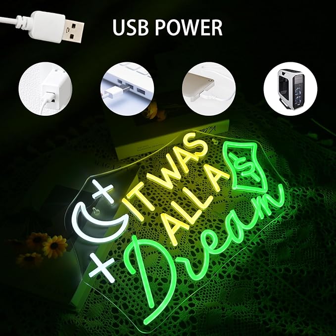 It Was All a Dream Neon Sign Wall Decor Neon Light Bedroom Wall Decor Suitable for Classroom Book Party Library Decoration Reading Room Bookish Decor Gift