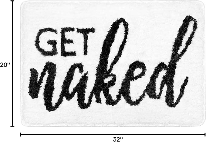 Get Naked Bathroom Rugs - Funny Bath Mats for Bathroom Non Slip Cute Carpet for Floor Decor Water Absorbent Bath Rugs for Sink Bathtub and Shower White 20" x 32"