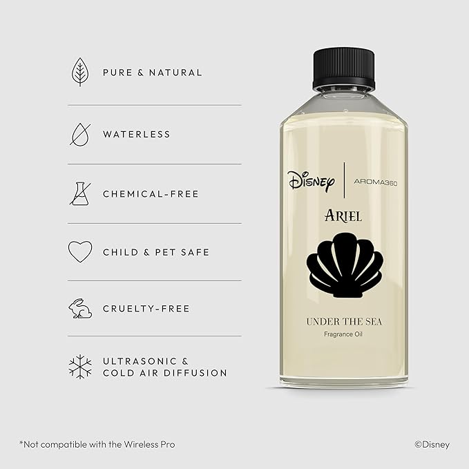 Aroma360 | Disney Under the Sea Fragrance Oil Blend | The Little Mermaid | Princess Ariel | Luxury Essential Oil Diffuser | Aromatherapy Scent Diffuser Oil | Bergamot, Ivy and Ocean 16.9 fl oz, 500 mL
