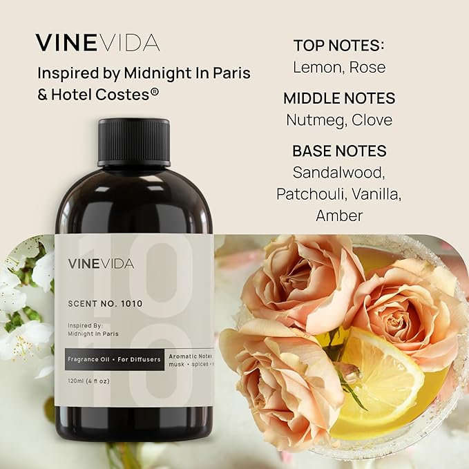 VINEVIDA (4-pk) Hotel Fragrance Collection. Cold Air Diffusers - Scents No.1002, No.1019, No.1012, No.1010