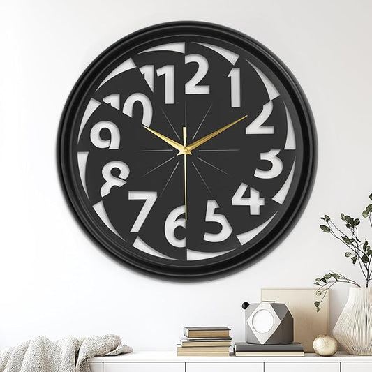 Modern Metal Wall Clock – Silent Non-Ticking, Battery Operated Clock with Hollow-Out Design, Decorative Clock for Living Room, Bedroom, or Office Wall Decor-18”