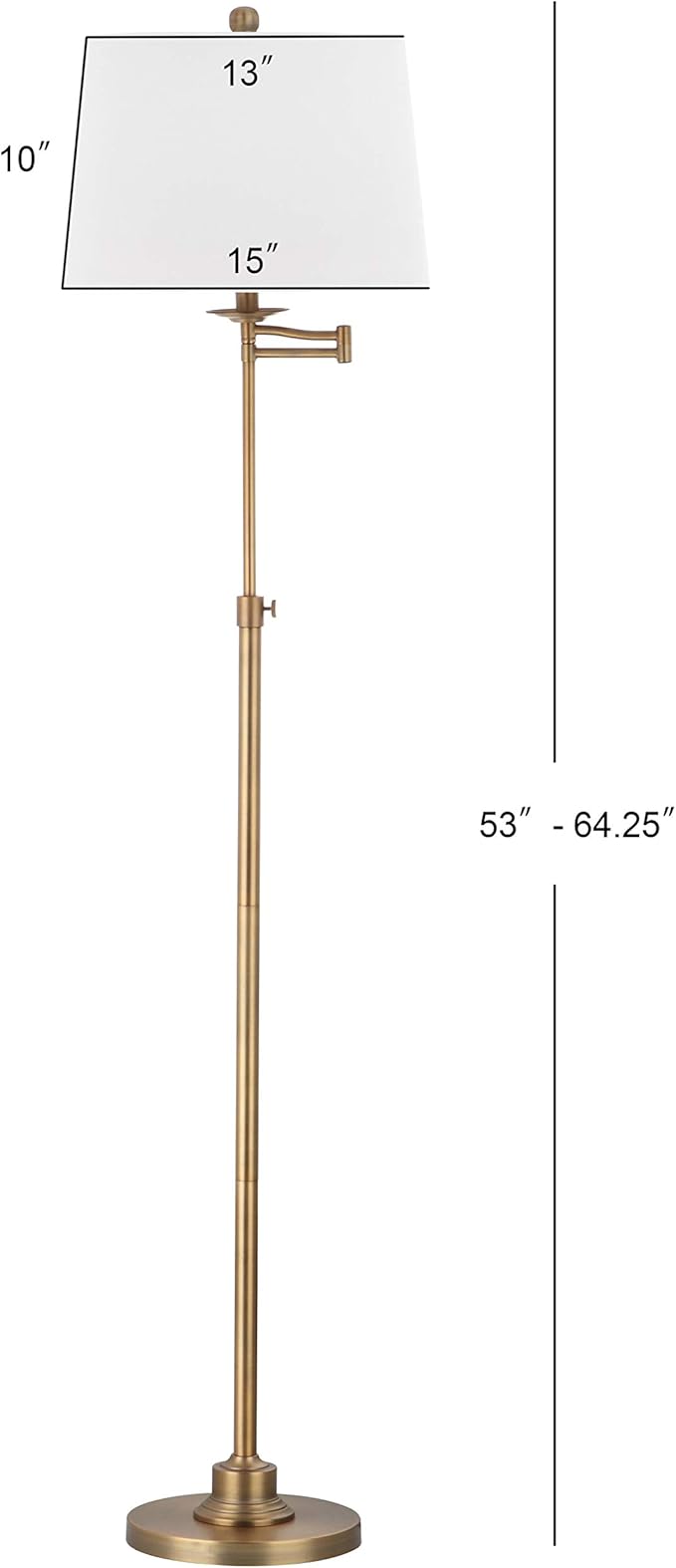 SAFAVIEH Lighting Collection Nadia Traditional Farmhouse Swivel Swing Arm Gold 64-inch Adjustable Height Living Room Bedroom Home Office Standing Floor Lamp (LED Bulb Included)