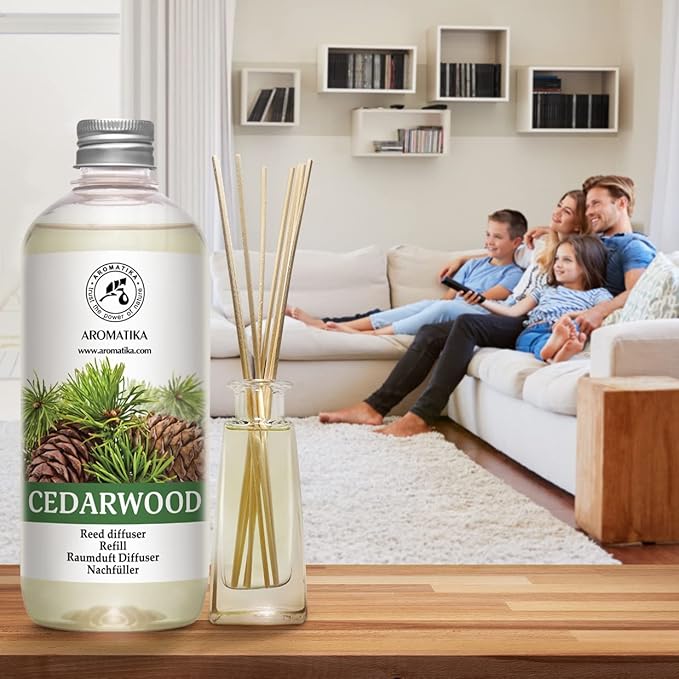 Reed Diffuser Refill Cedarwood 17 Fl Oz (500ml) - Scented Diffuser with Natural Cedarwood Oil - Room Diffuser Refill - Room Freshener - Scented Diffusers - Home Fragrance