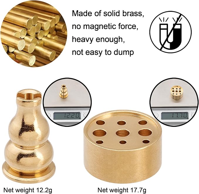 OIIKI 5 in 1 Incense Burner, 5.5 Inch Incense Holder, Brass Incense Holder for Incense Sticks Coil Incense Incense Cones, Alloy Cone Ash Catcher for Yoga Room