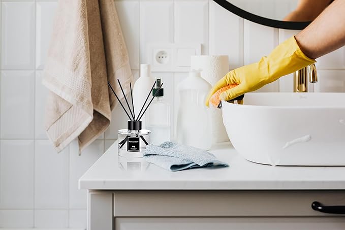 Reed Diffuser Set of 3 for Bathroom Air Fresheners, Oil Diffuser Sticks | Tuberose, Gardenia, Freesia Scent(1.7 fl oz Each Pack) Home Fragrance with 12 Stick Defusers | House Shelf Decor