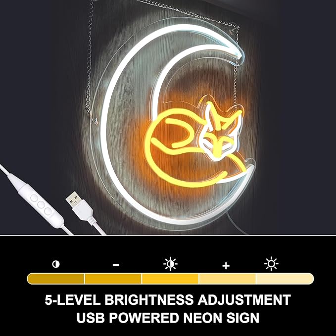 Fox Neon Sign, Neon Sign for Wall Décor, Animal Neon Lights LED Sign Dimmable Fox Light Up Signs for Wall Decor Bedroom Kids Room Neon Wall Art Fox Decor Gifts