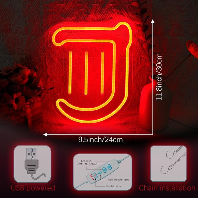 Gaming Bard Neon Sign for Wall Decor, LED Light for Game Room, Bedroom Night Light, Dimmable, USB Powered, Red, 11.8" x 9.5"