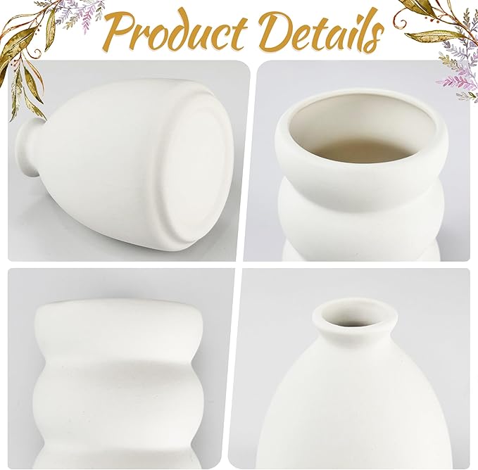 White Ceramic Vase Set of 10, Small Ceramic Flower Vases Bulk Bud Vases for Wedding Table Centerpieces Decor Pampas Grass Modern Boho Home Party Decor DIY Gift