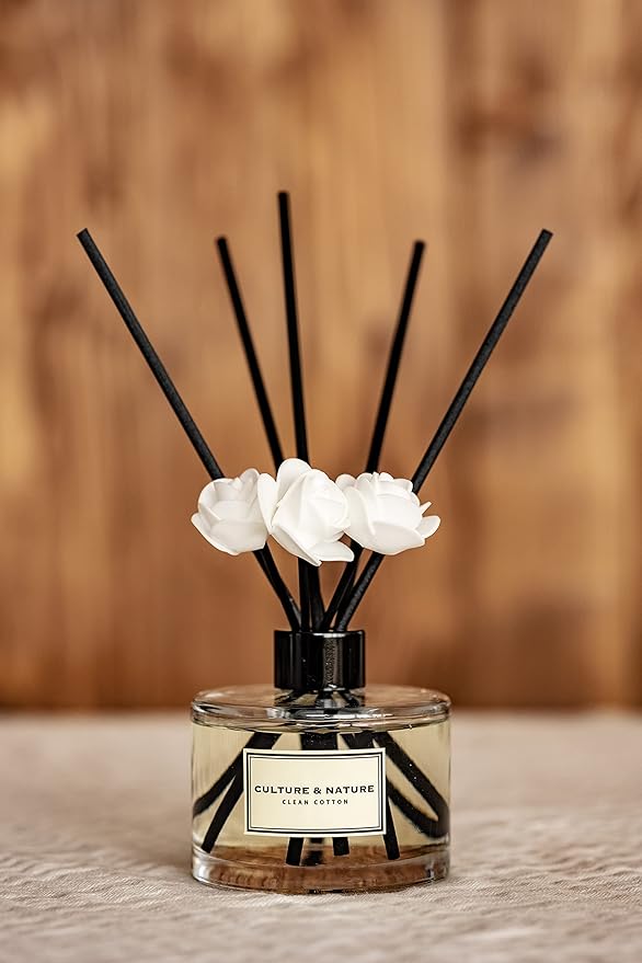 CULTURE & NATURE Reed Diffuser Set 6.7oz (200ml) English Pear & Freesia Scented Diffuser with Sticks Home Fragrance Reed Diffuser for Bathroom Shelf Decor