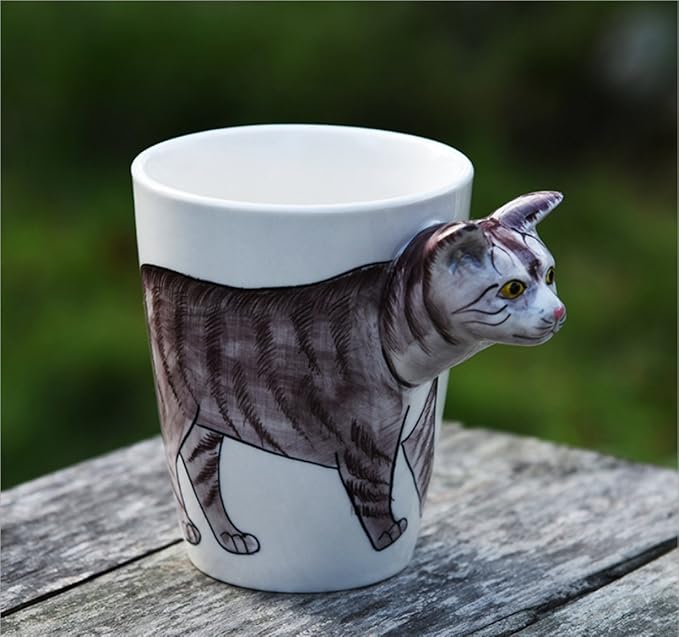 Hand-painted Animals Ceramic Mug (13.66oz) (Leopard Cat)