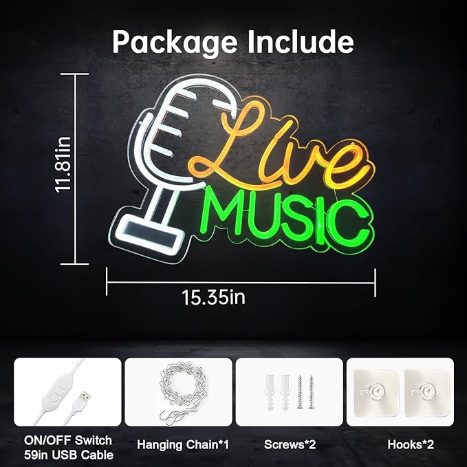 Live Nudes Neon Sign, Live Music Neon Signs for Wall Decor,Bright Dimmable Led Neon Light for Bedroom Music Studio Rec Room Game Musical Party Decor Birthday Kids Gifts