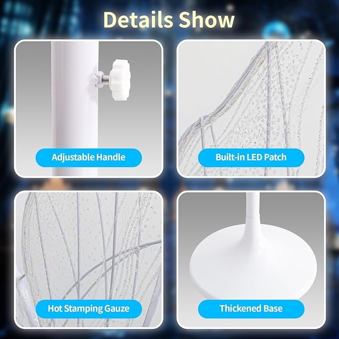 Butterfly Floor Lamp for Wedding Decor - 3 Color LED Ambient Lighting, Wall/Ceiling Mounted Romantic Party Lamp, Iron & Lace Design (31.4in, 1 PCS)